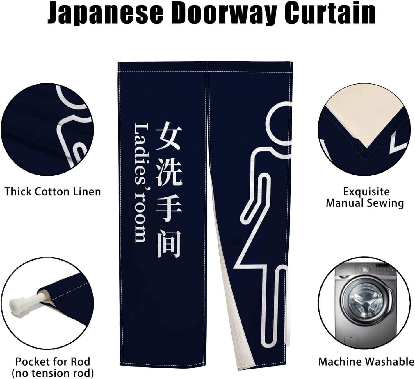 Japanese Noren Door Curtain 34x60 Inch Modern Doorway Divider