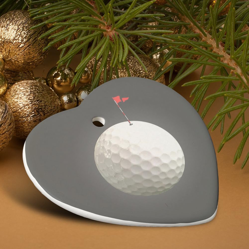 GRAPHICS MORE Heart-Shaped Golf Ball Moon Flag Christmas Ornament - 28 Inch