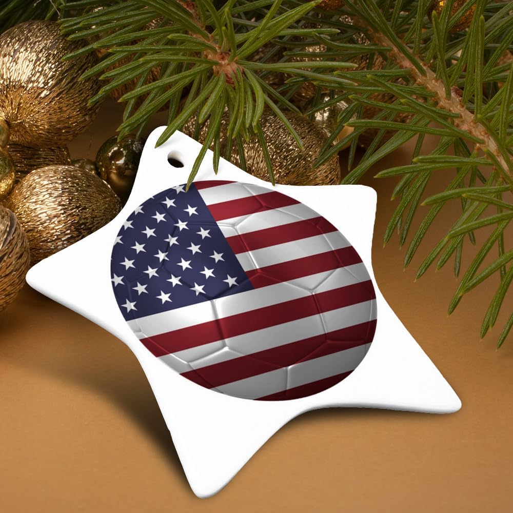 Graphics More USA Flag Soccer Ball Christmas Ornament - 31 Inch
