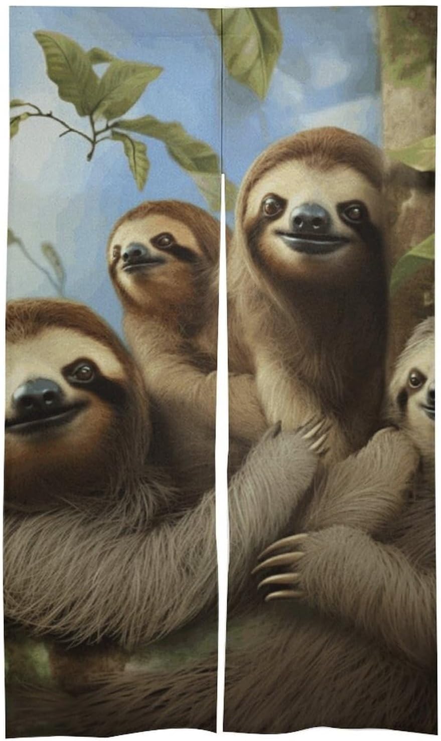 Sloth Family Door Cover Curtain 57x17 Inches