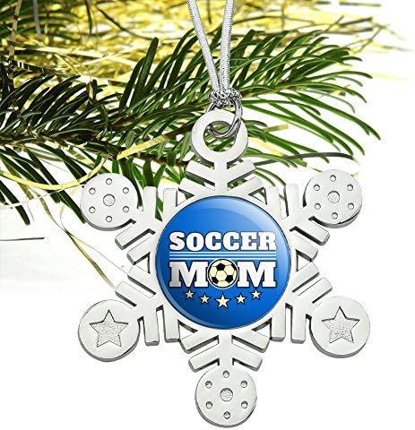 Soccer Mom Mother Sports Metal Snowflake Christmas Ornament