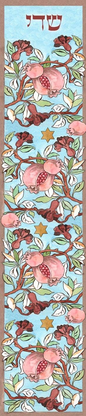 YourHolyLandStore Pomegranates Stars of David Jewish Mezuzah Case Hand Made Judaica Art