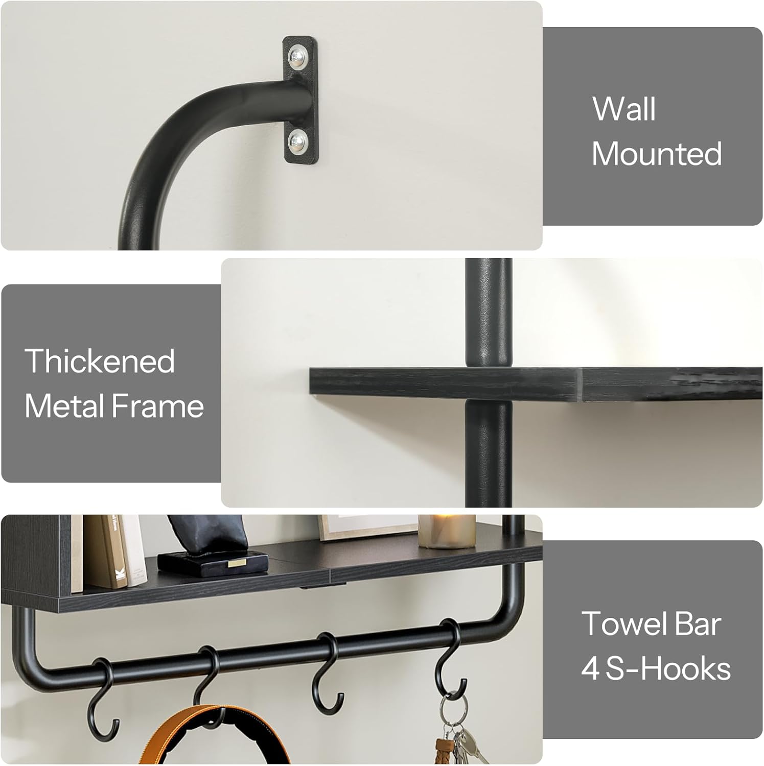HOOBRO Floating Shelves with LED Lights 3-Tier