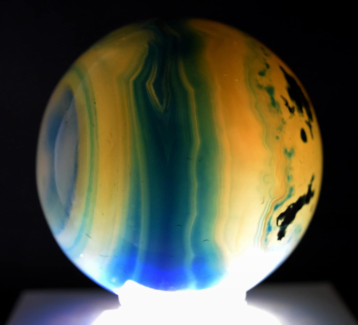 28 Inch Dyed Blue Agate Sphere with Stand - India