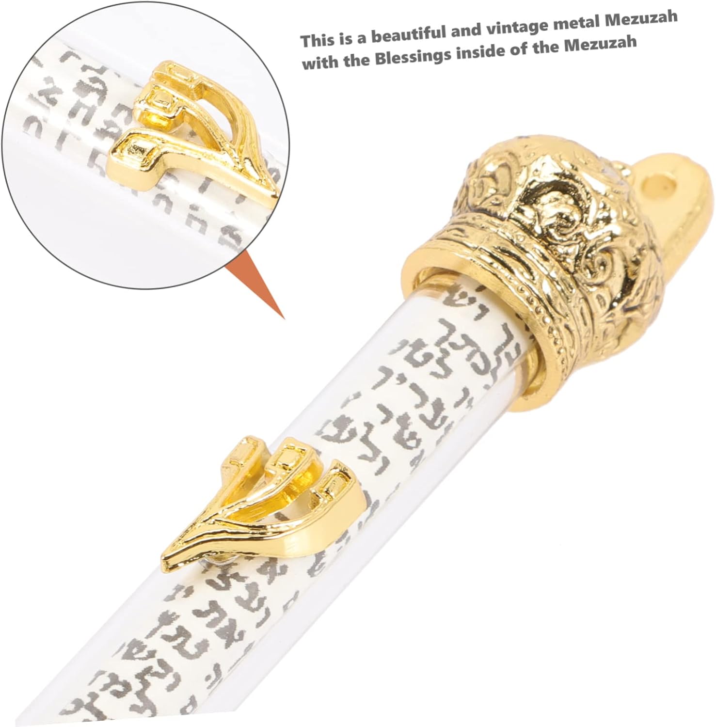 ULTECHNOVO Metal Mezuzah Door Decor with Scroll
