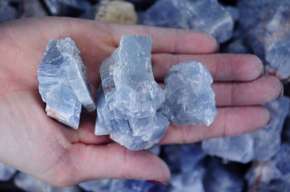 Fantasia Blue Calcite Rough Stones 1 lb AAA Grade
