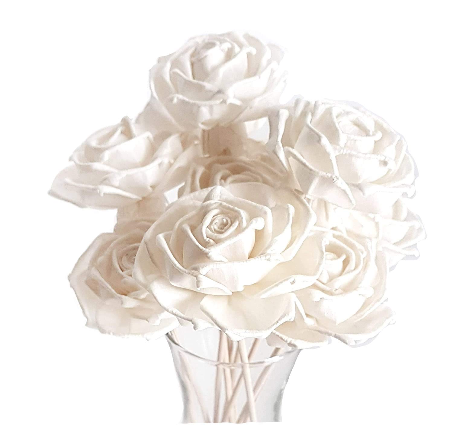 10 Rosa Wedding Bell Rose Sola Flower Diffuser Set