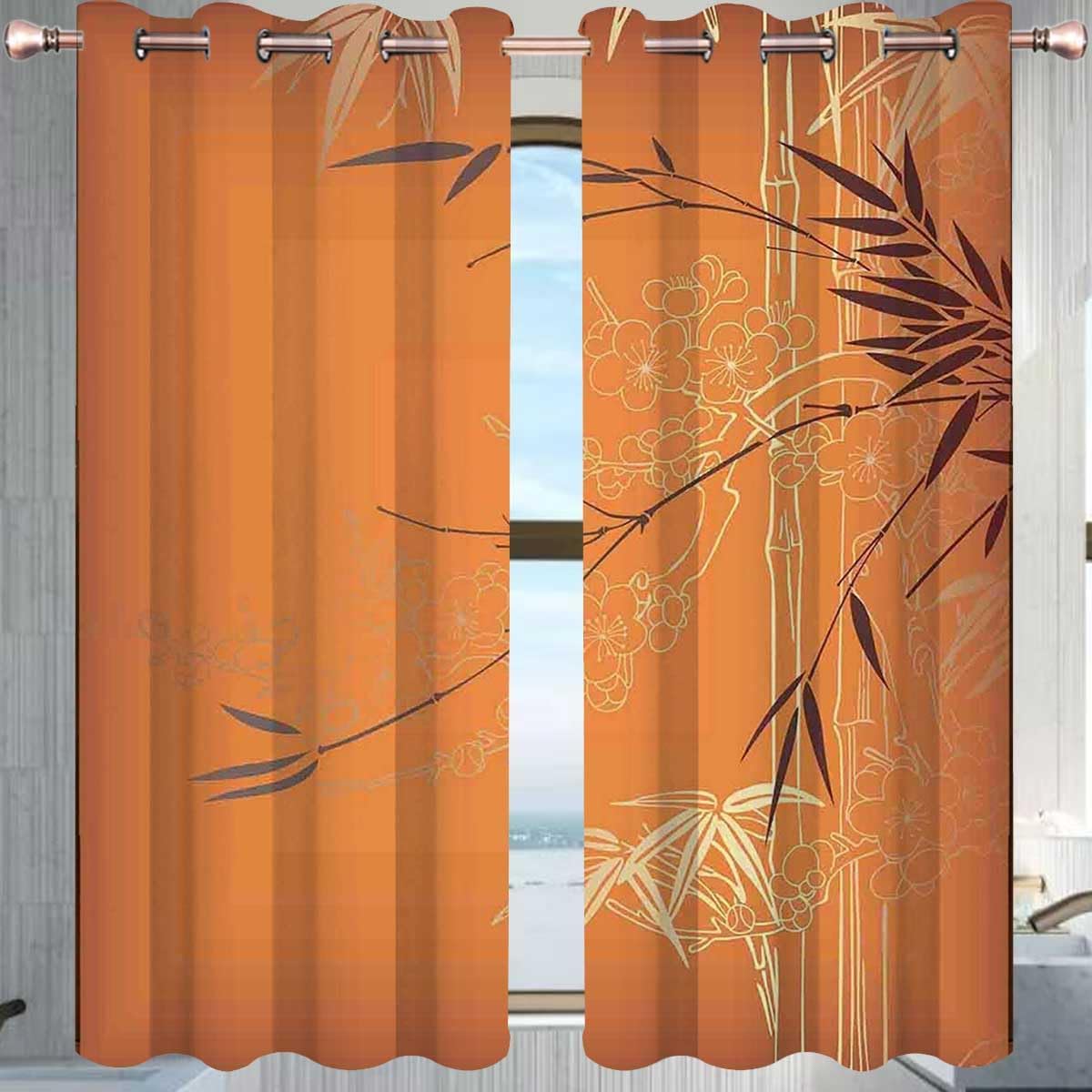 ZYMECH Bamboo Curtains Panels for Windows 63x80 Inches Light Blocking
