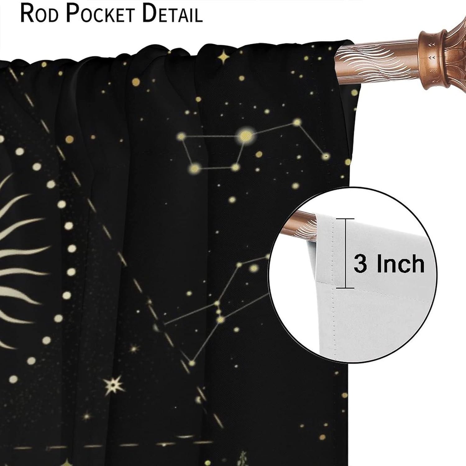Sun Moon Curtain 84x84in Boho Retro Room Darkening