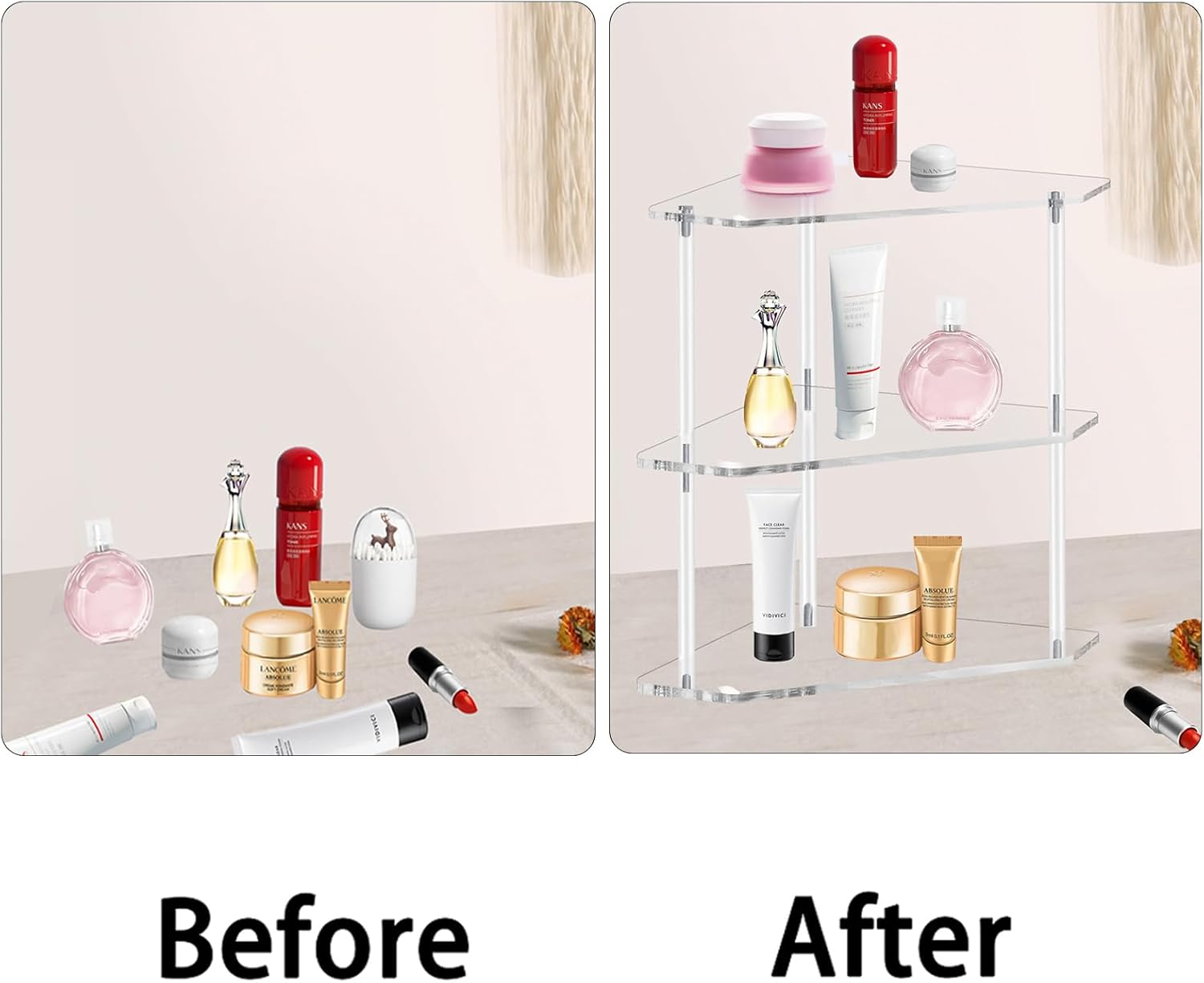 Tasybox 2 Tier Corner Shelf for Bathroom Kitchen Office