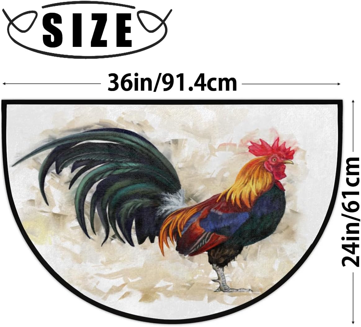 Aglebo Half Round Door Mat Rooster Welcome Mat