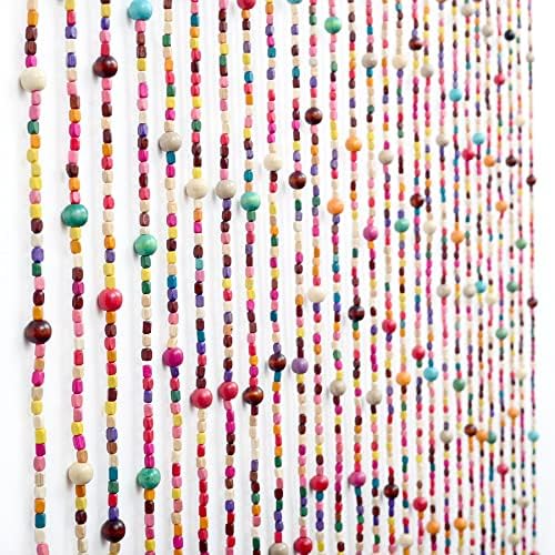 FlavorThings 3FT X 6FT Bamboo Beaded Curtain with 27 Stands