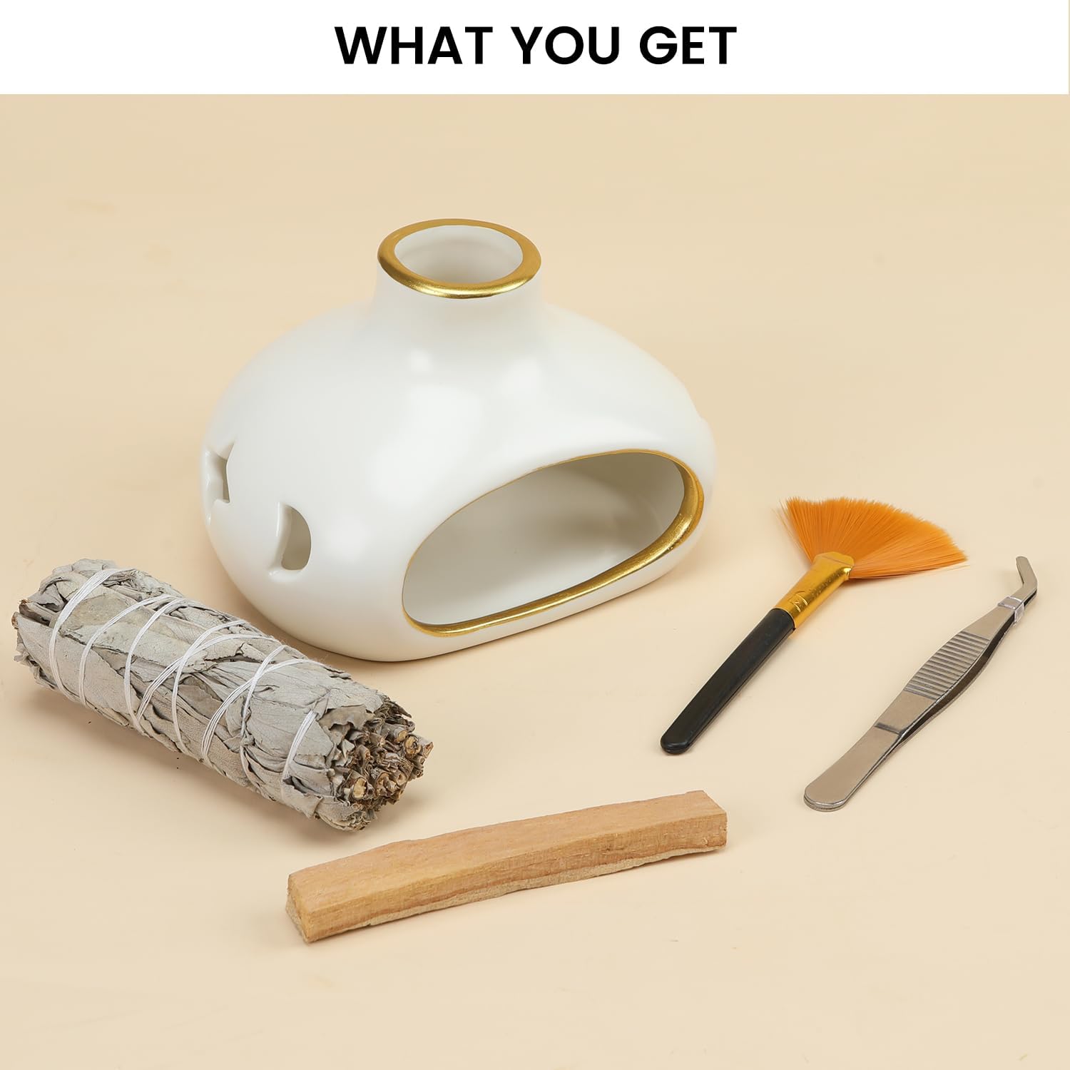 4 In 1 Palo Santo and Sage Burner Holder - White