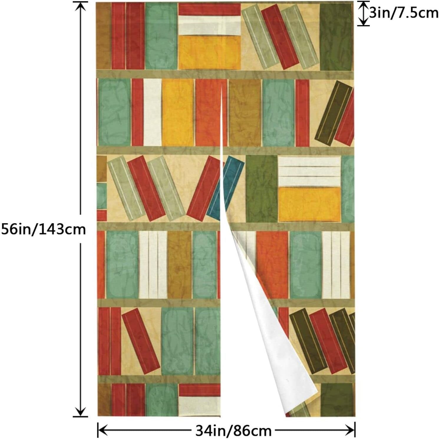 Jumusi Door Curtain 34X56 Library Bookshelf Themed Japanese Noren