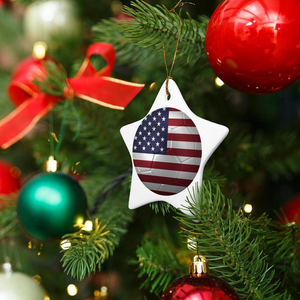 Graphics More USA Flag Soccer Ball Christmas Ornament - 31 Inch