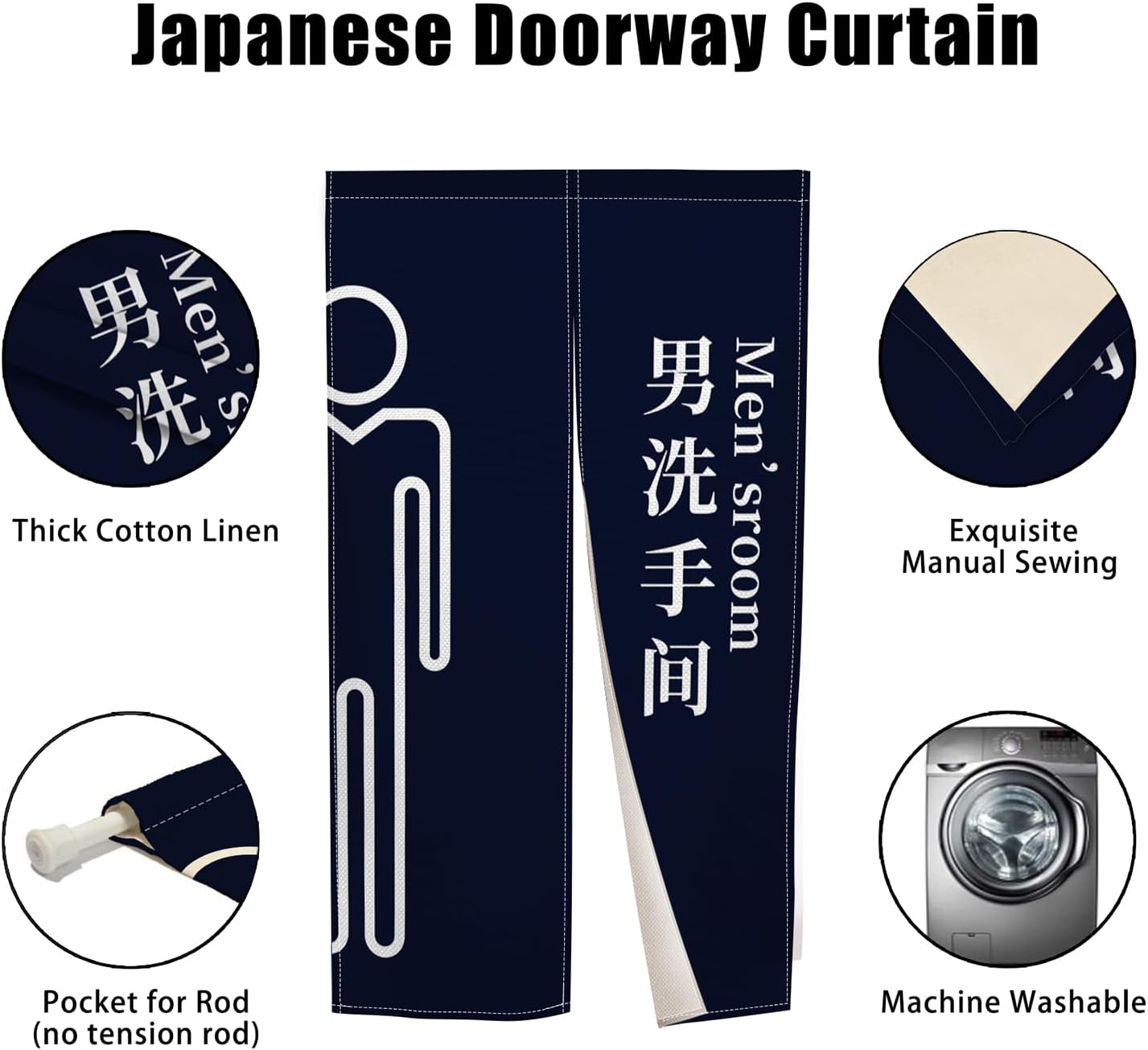 Modern Japanese Noren Door Curtain 34x60 Inches