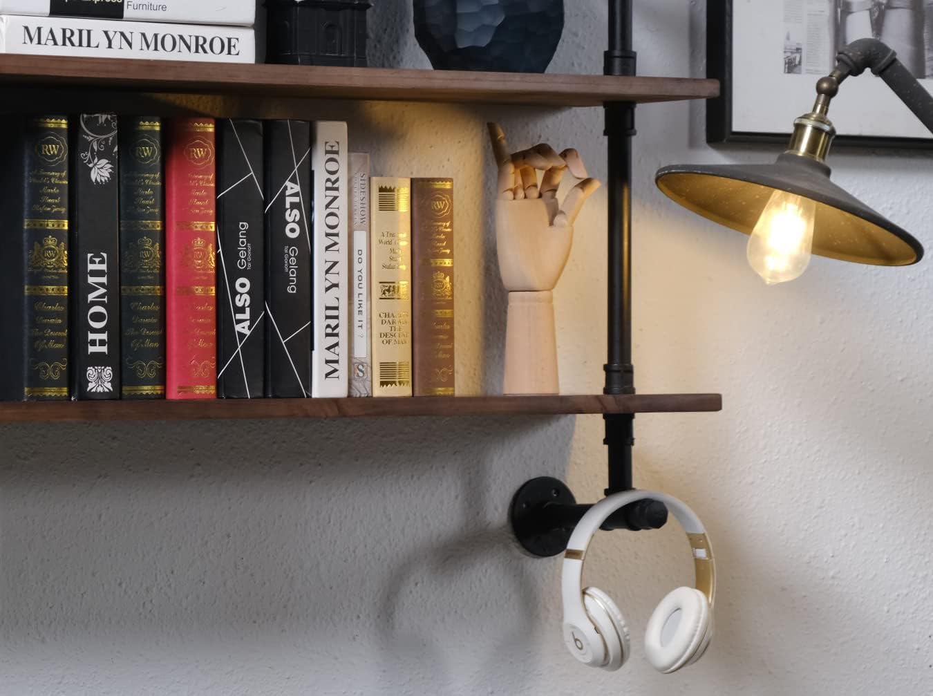 Rogmars 48 Inch 3 Tier Pipe Floating Shelf Dark Brown