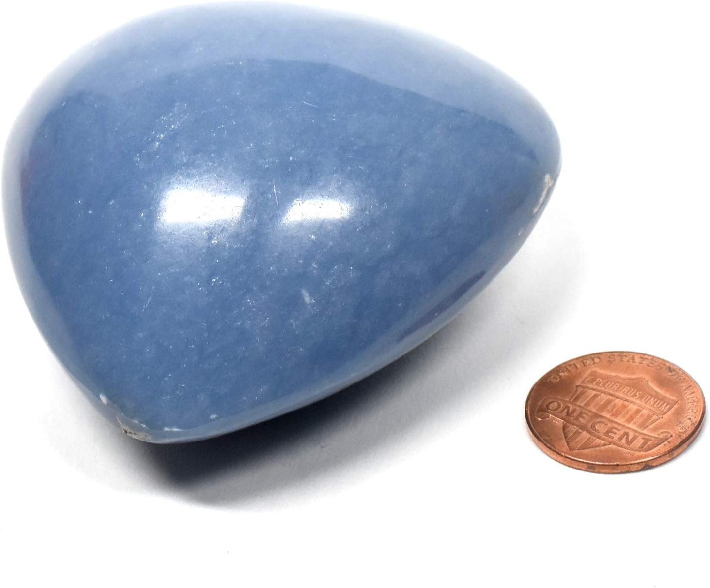 26 Blue Angelite Heart with Stand - Peru