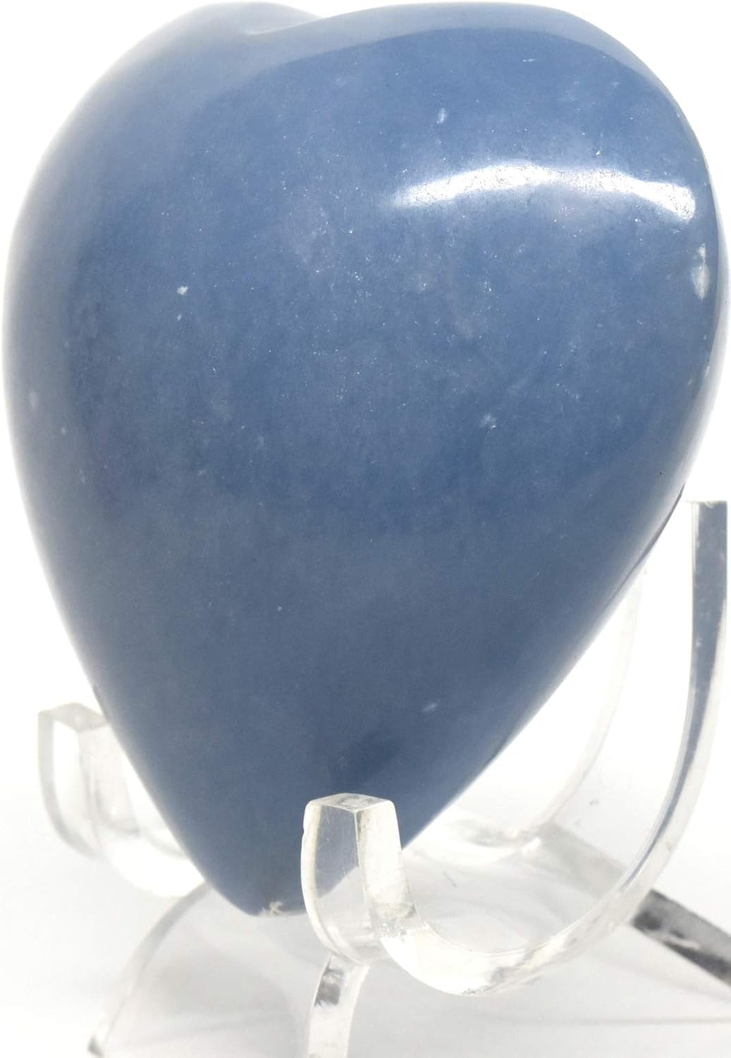 26 Blue Angelite Heart with Stand - Peru