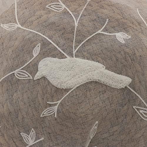 SLOW SOUL 2 Panel White 3D Embroidered Birds Curtains