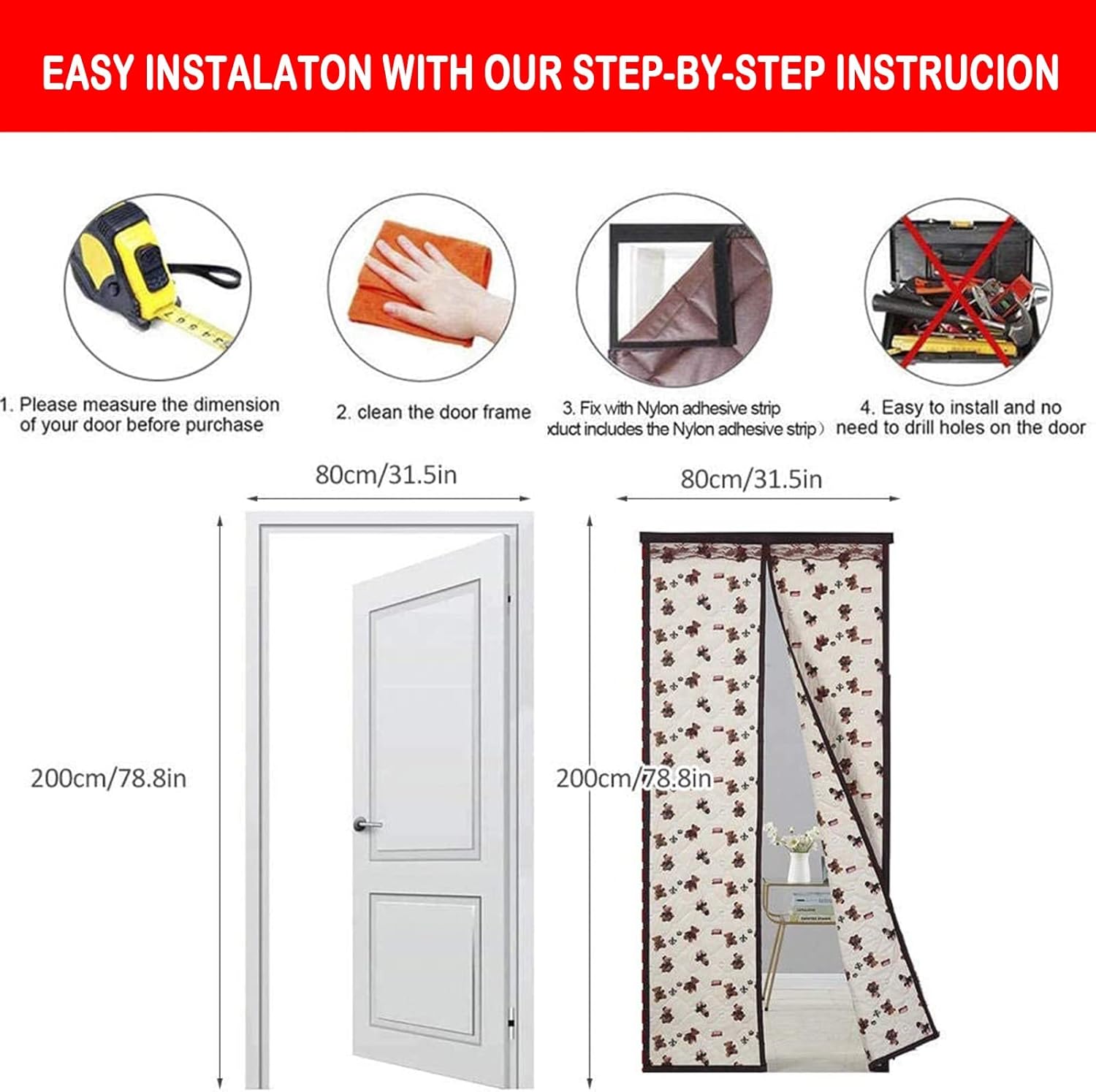 Winter Thicken Cotton Magnetic Door Curtain
