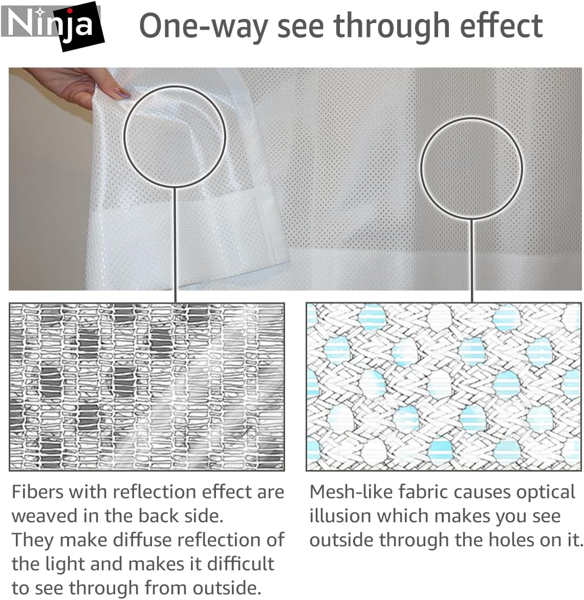 One-Way Privacy Lace Curtains Ninja 2 Panels Set