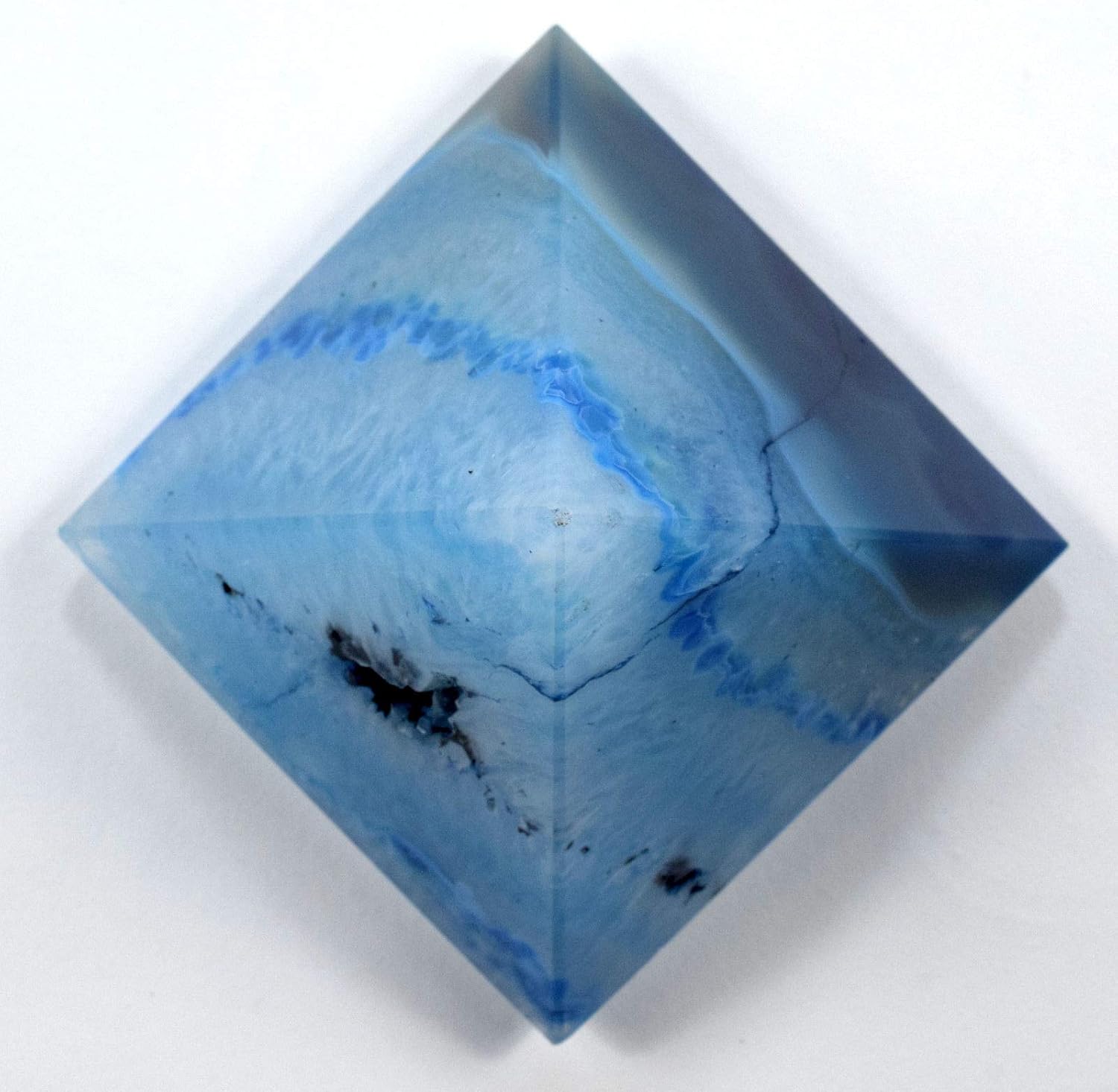 HQRP Dyed Blue Agate Pyramid with Clear Quartz Pebble