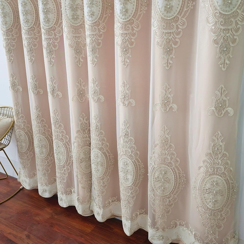 Amidoudou Khaki Double Layer Curtains with Valances