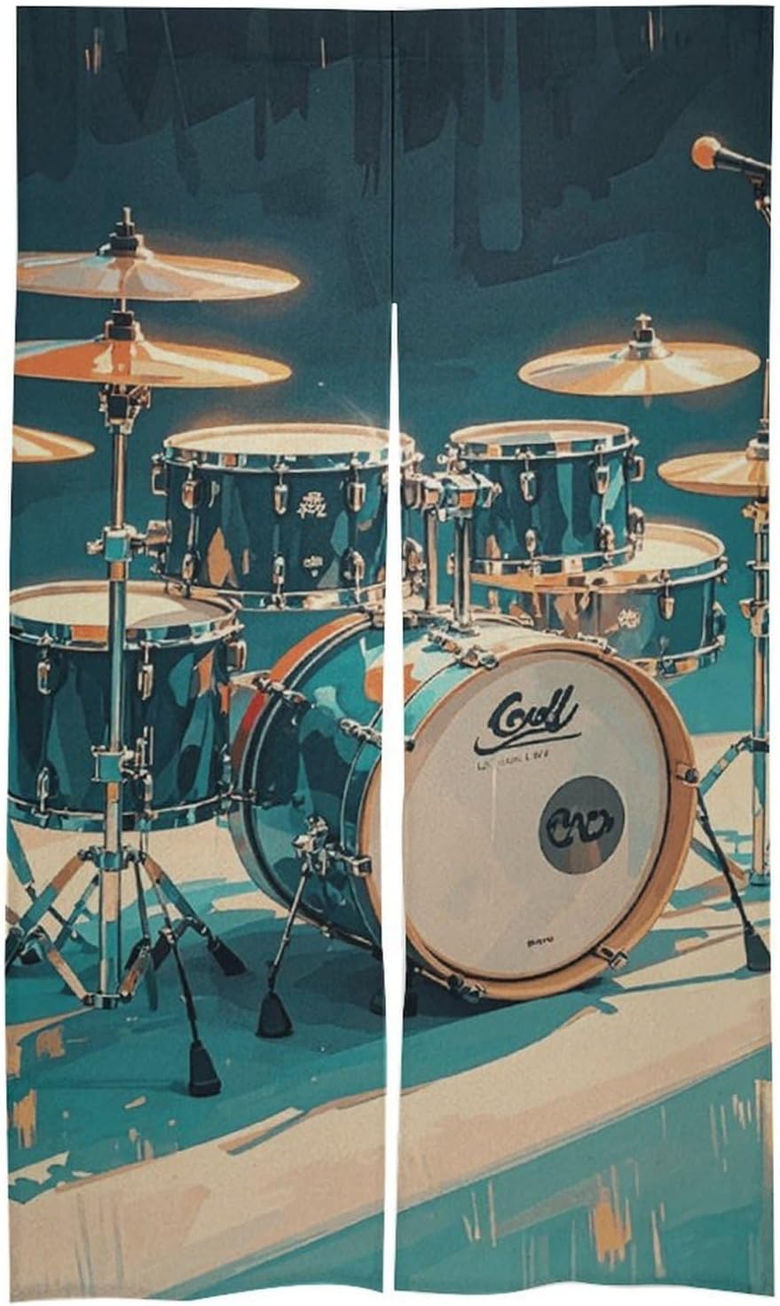 Cool Drums Set Door Cover Curtain 57x17 Inches