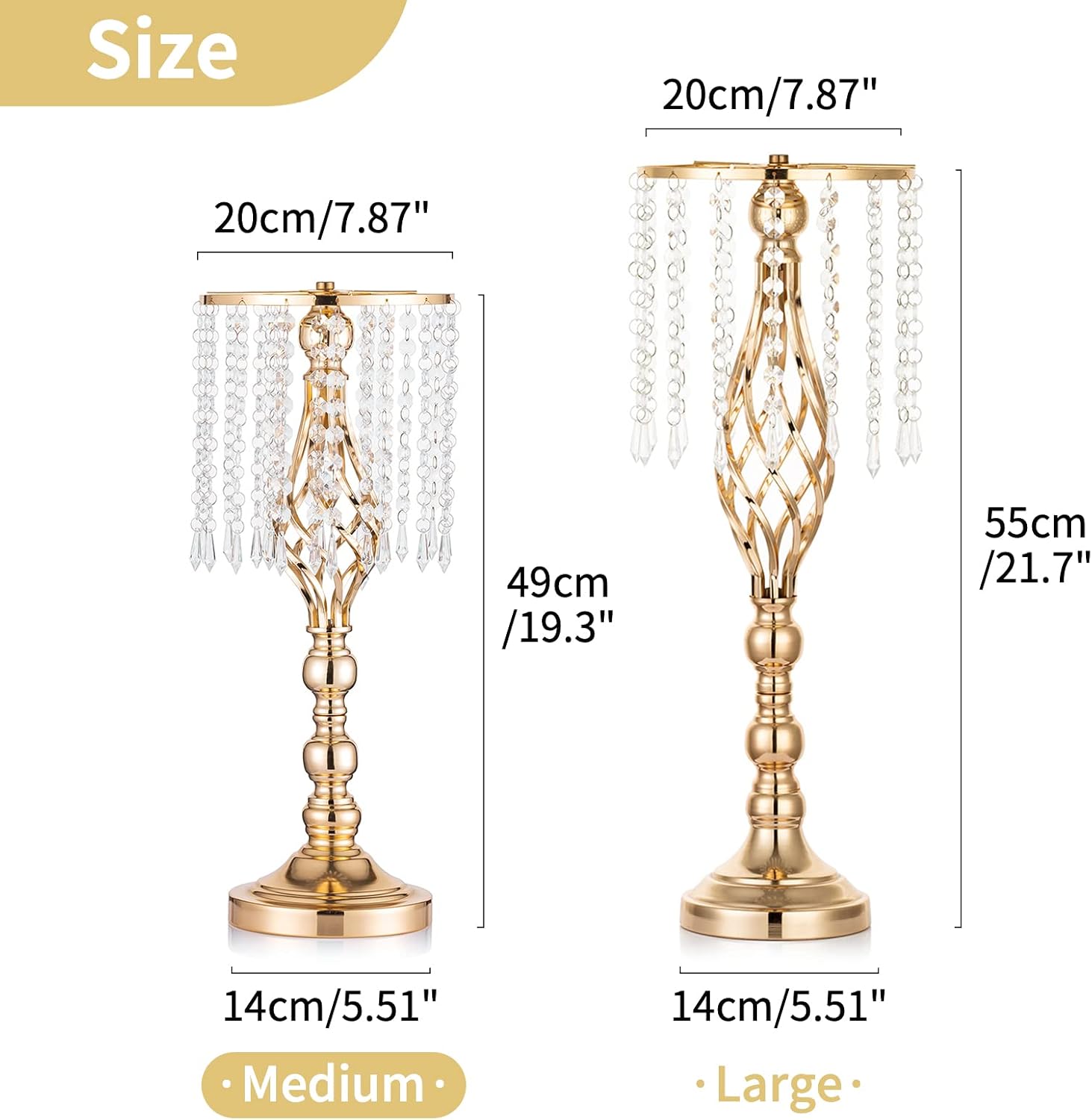 10 Pcs 193 Inches Tall Crystal Flower Stand Wedding Centerpiece