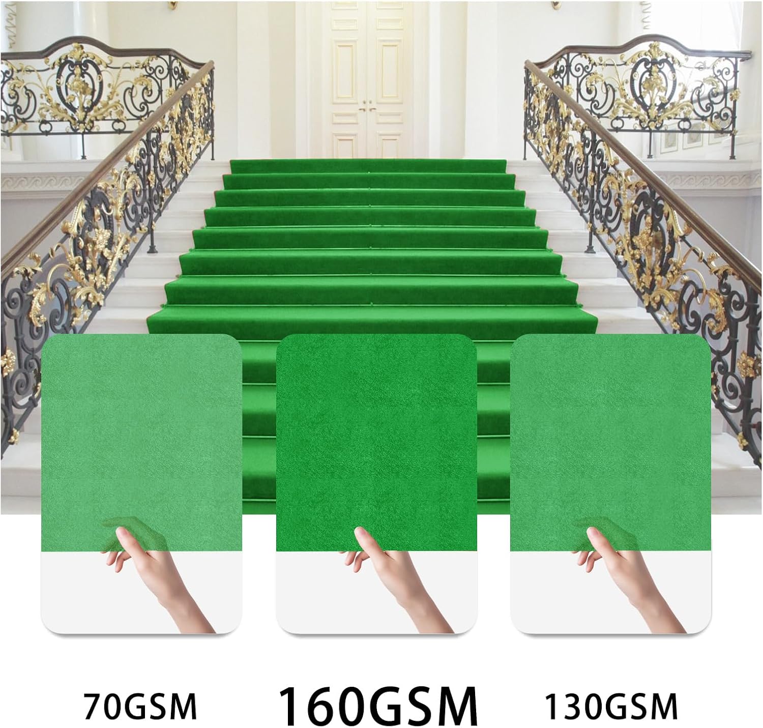 VOK Green Aisle Runner Carpet Rug 3x15ft