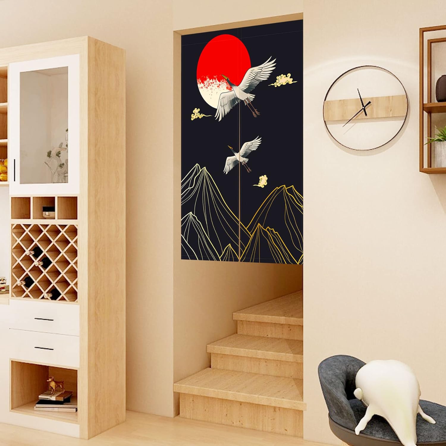 LIGICKY Japanese Style Cranes Door Curtain