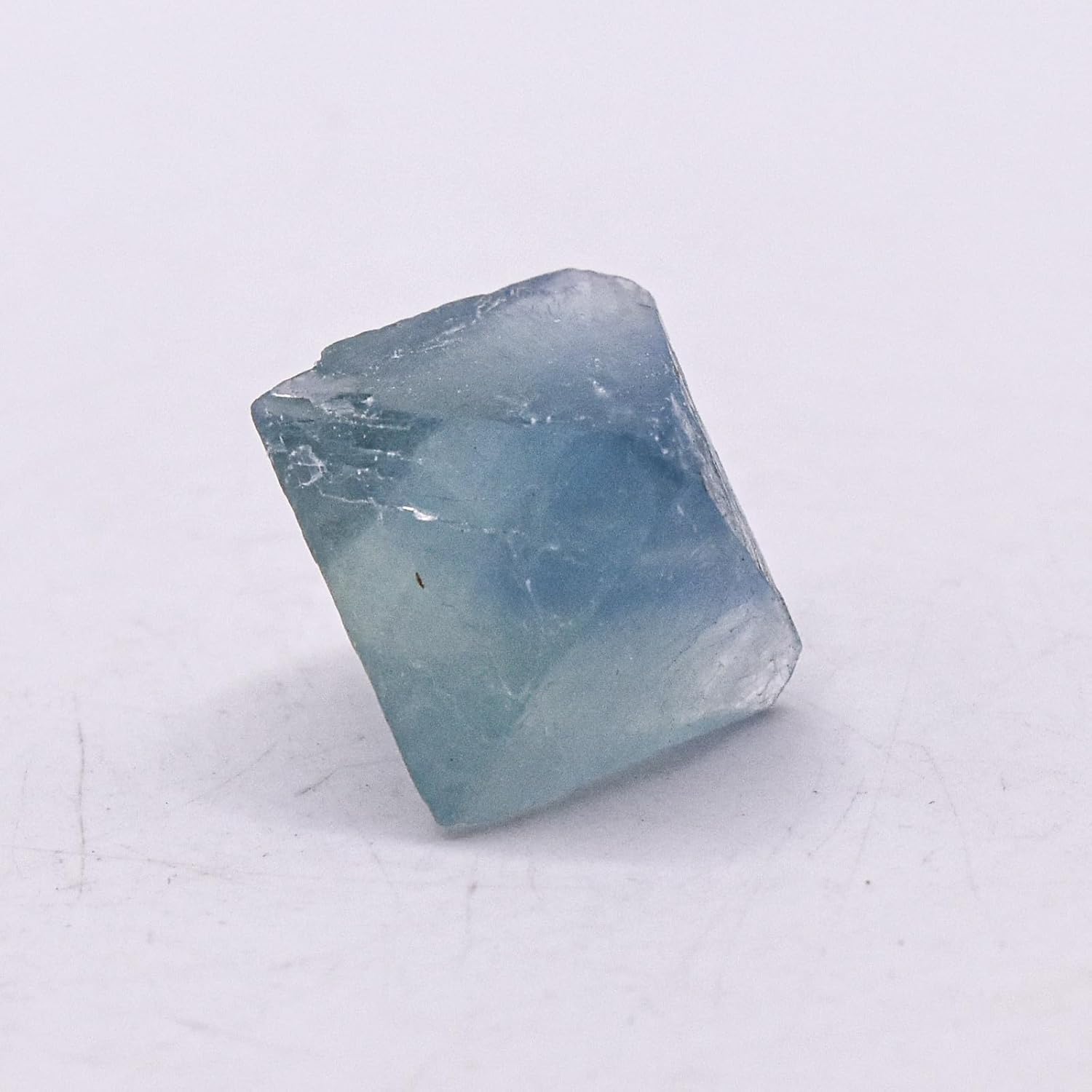 21mm Sky Blue Fluorite Octahedron Rough Crystal Gemstone