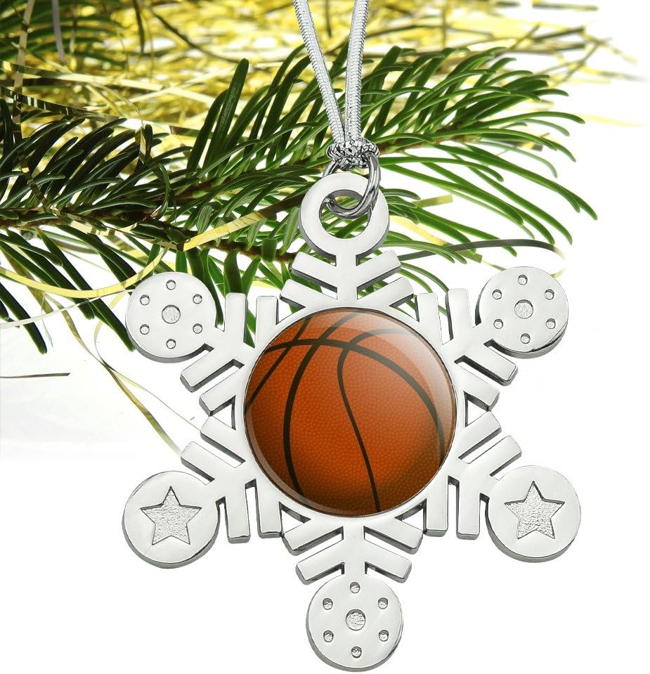Graphic More Basketball Ball Metal Snowflake Christmas Tree Ornament