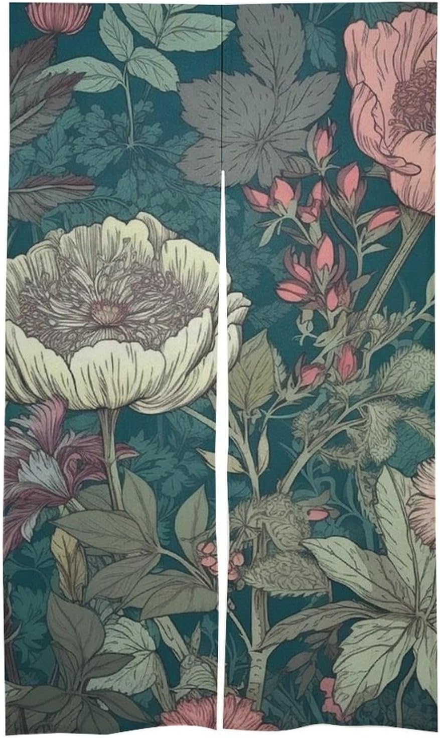 Japanese Noren Door Curtain with Blue Pastoral Design