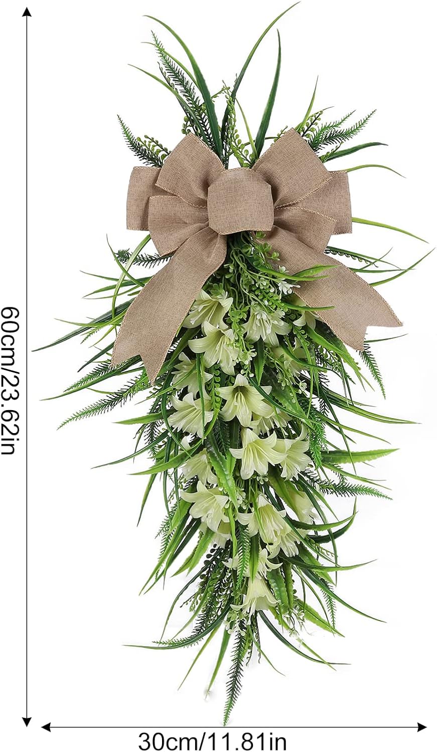 Ochine Teardrop Swag Wreath for Front Door