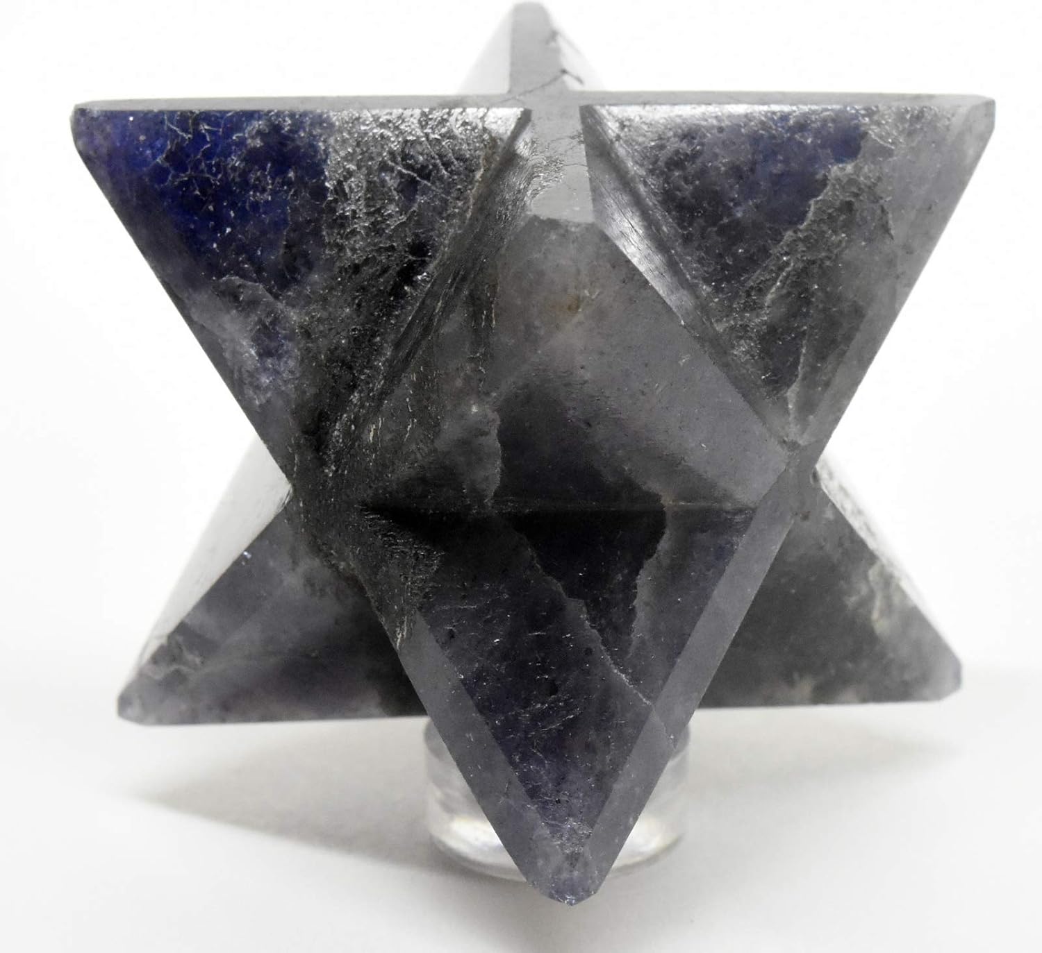 25 Inch Blue Iolite 8 Point Merkaba Star with Clear Quartz Cabochon