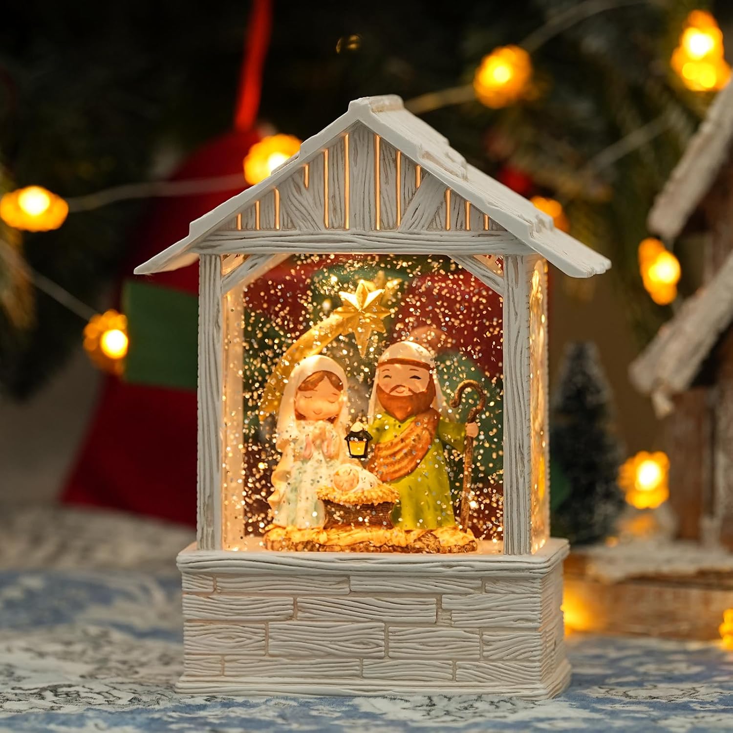 PestiLite Nativity Snow Globe with Music and Light