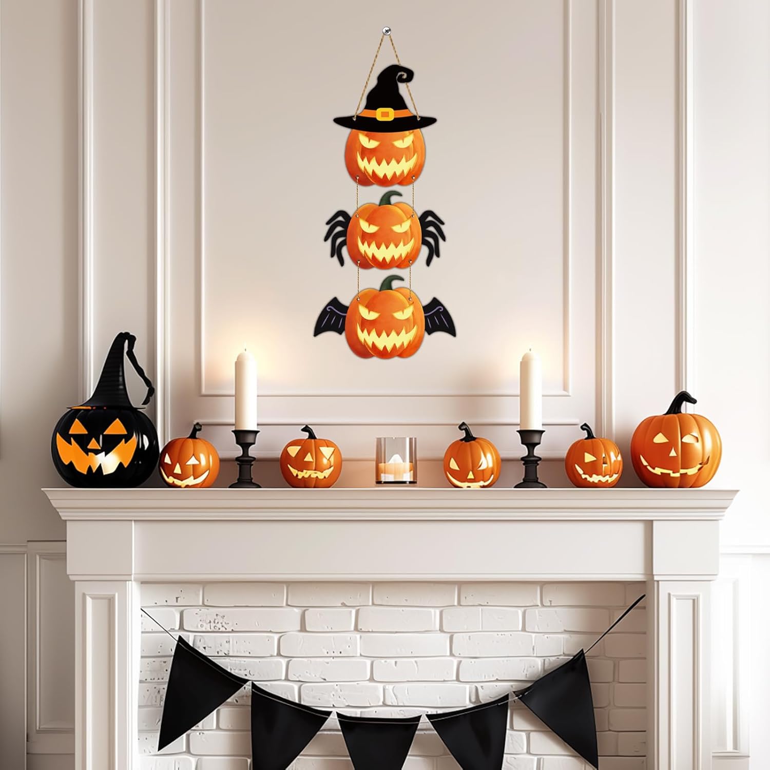 Halloween Door Wreath Scary Pumpkin Wall Decor