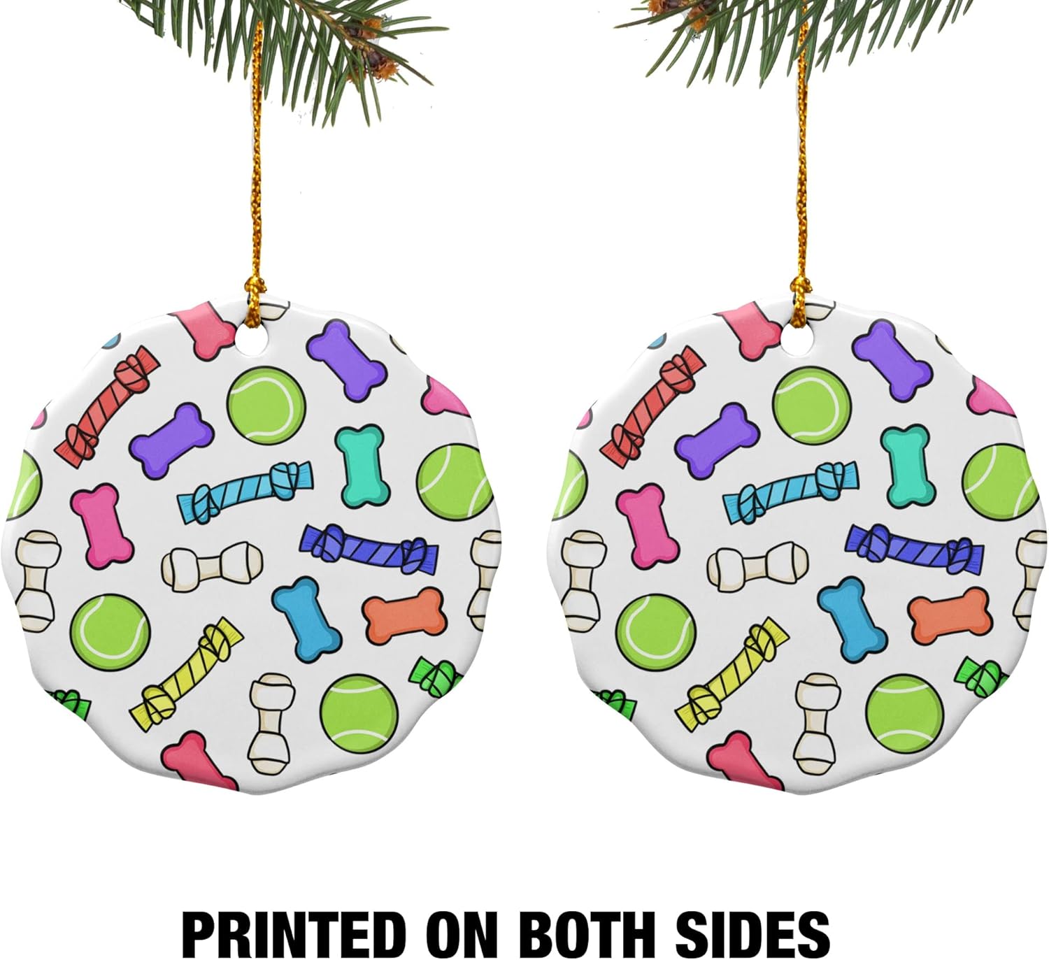 Graphics And More Porcelain Christmas Ornament with Doggie Chew Toy Design