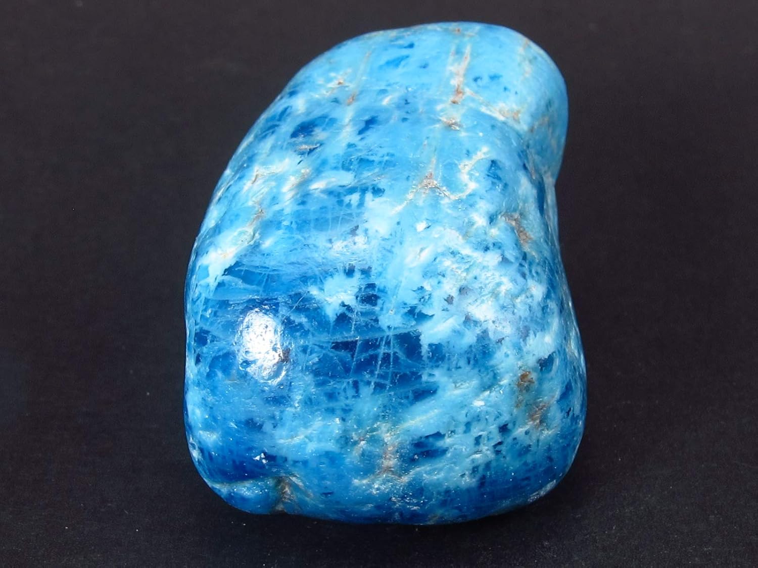 Neon Blue Apatite Tumbled Stone from Brazil 18 Inch