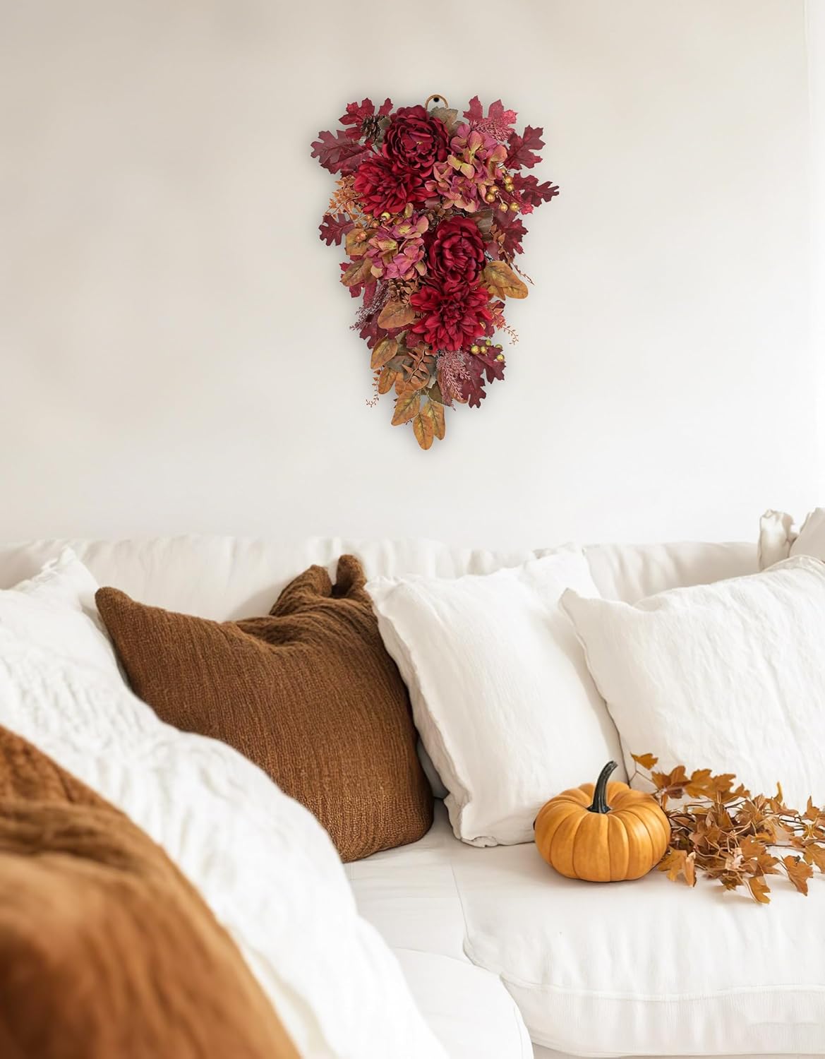 Hollyone 24 Inch Red Fall Wreath Decor