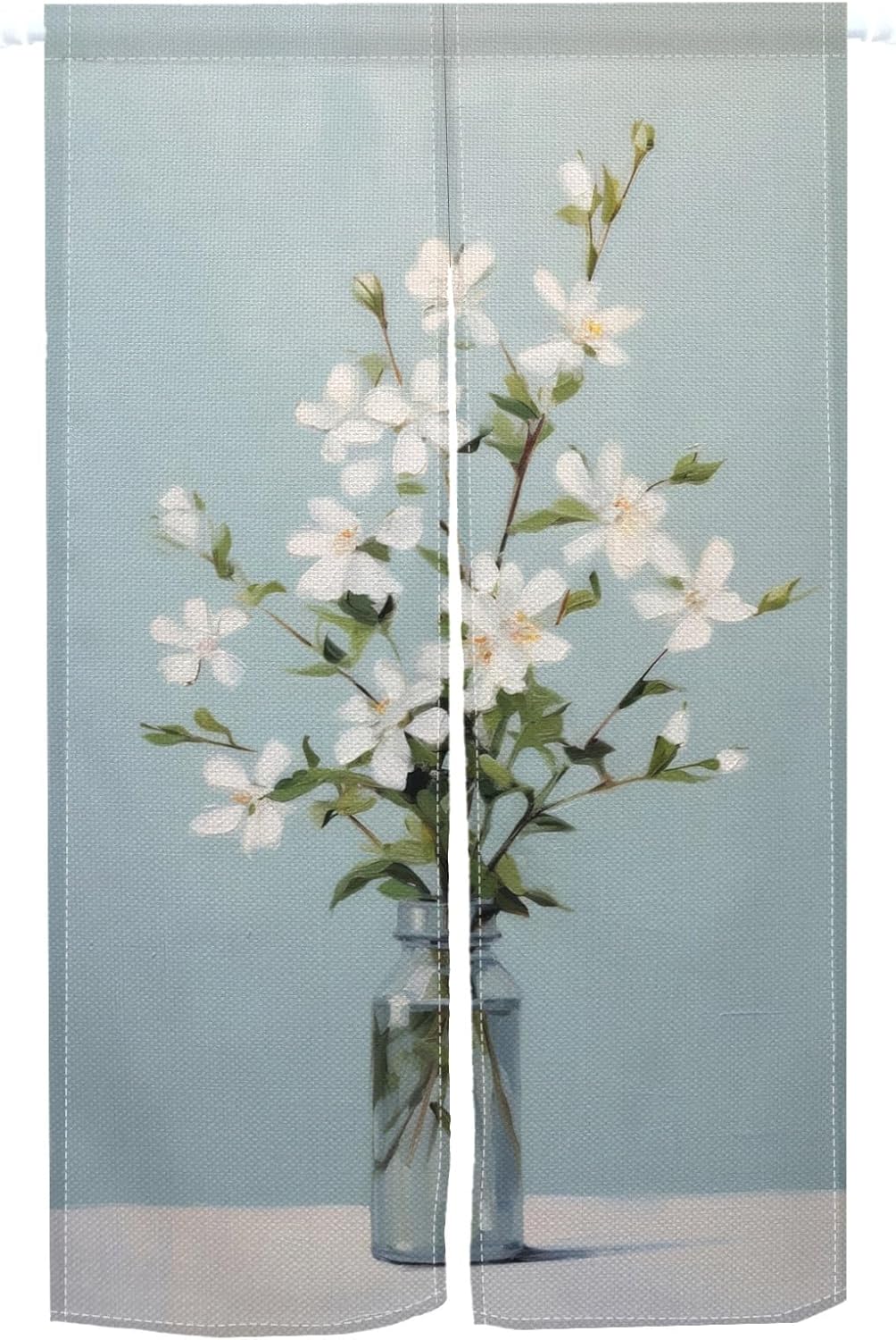 Leowefowa Japanese Noren Door Curtain Flower Pattern