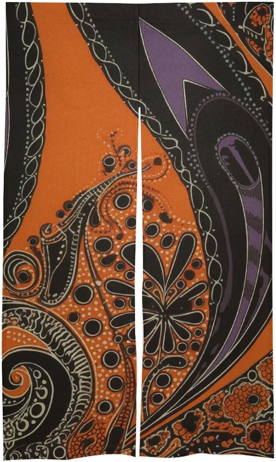 Japanese Noren Door Curtain with Orange Purple Pattern