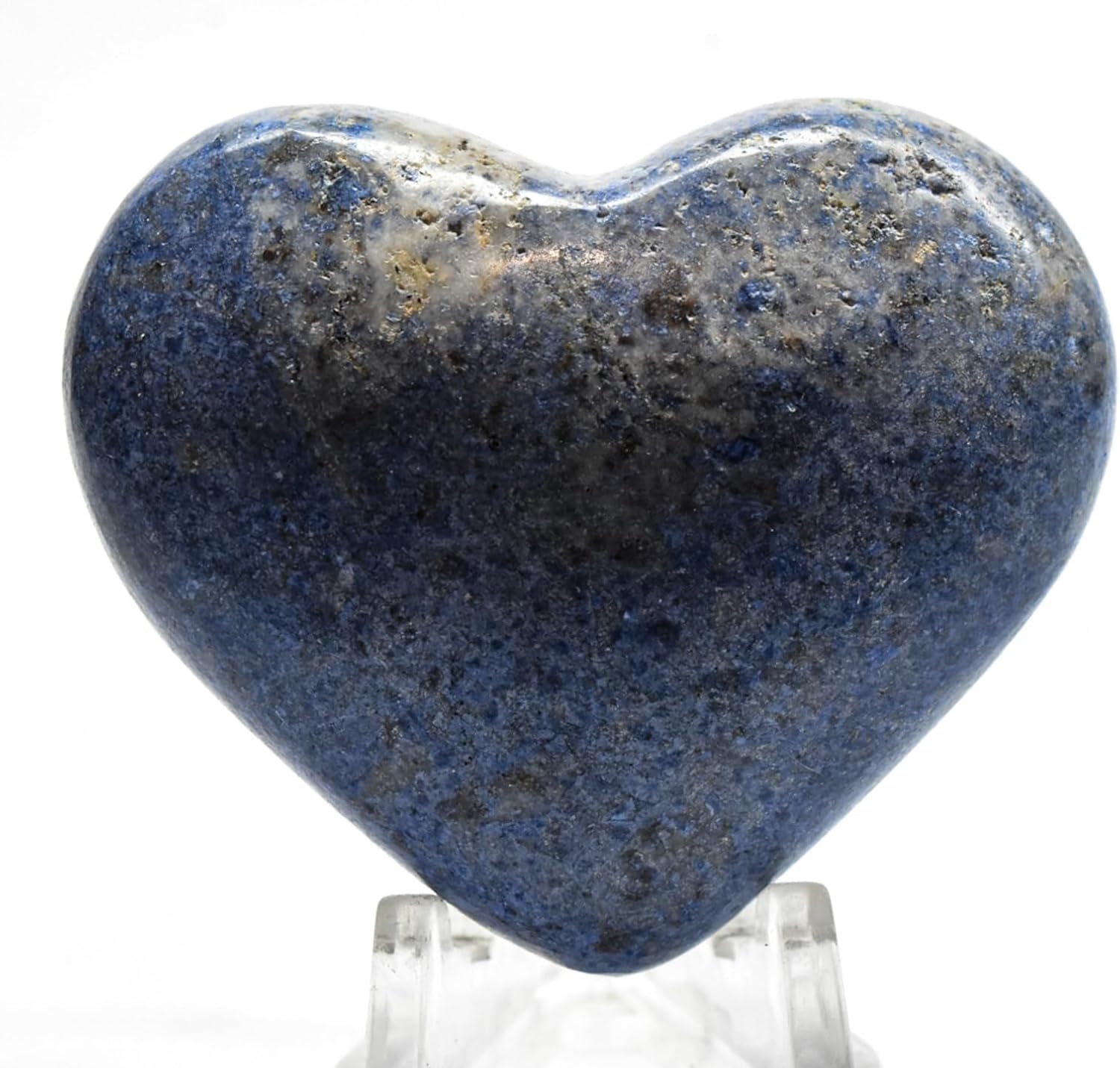 52mm Blue Dumortierite Carved Heart with Quartz Inclusions