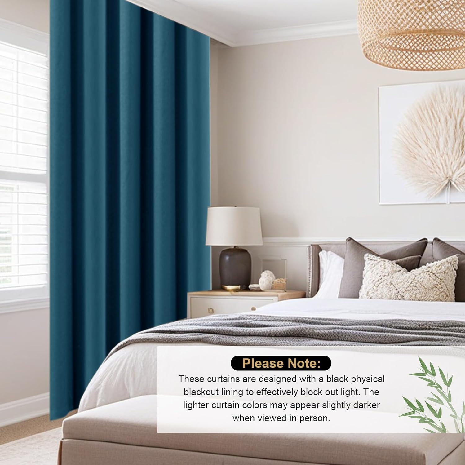 PrinceDeco Deep Teal Blackout Curtains Set of 2 52x84