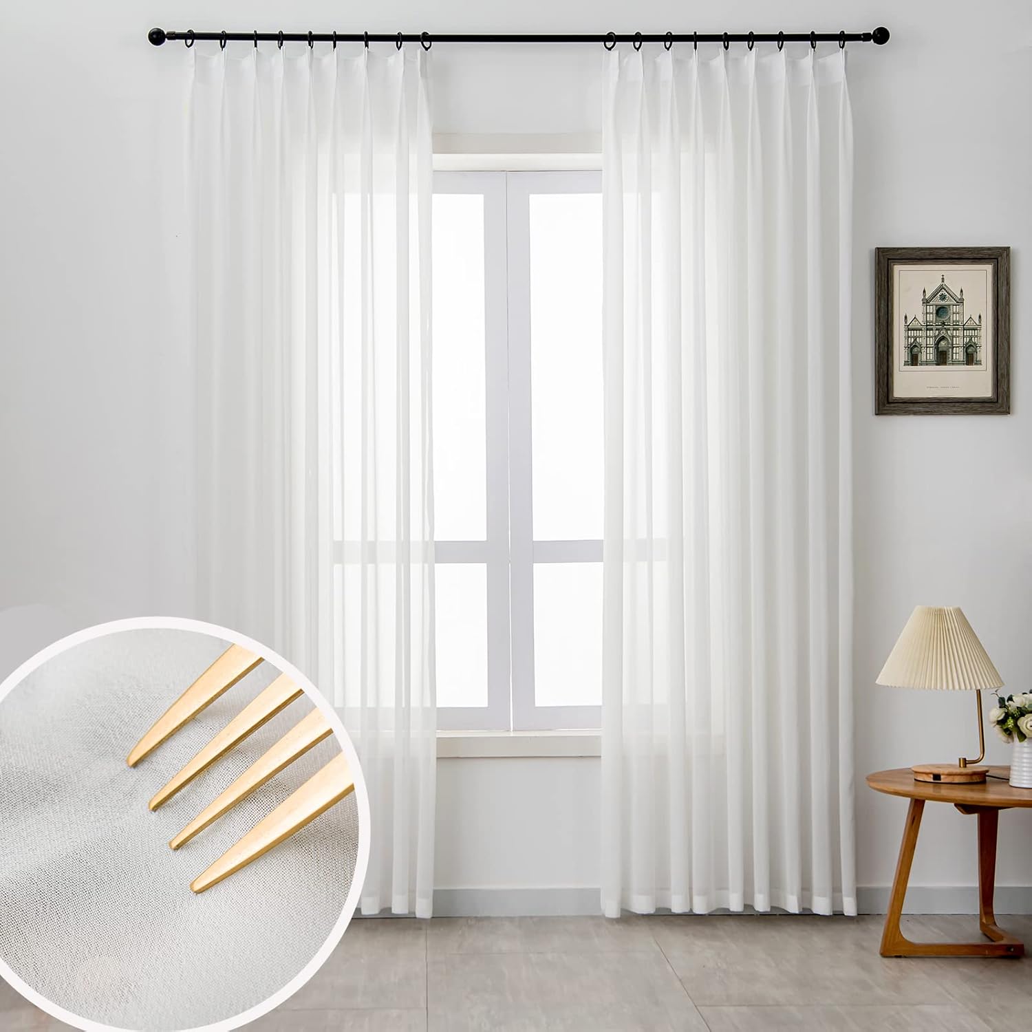 Lugotal Off White Sheer Curtain Panel 96 Inches Long
