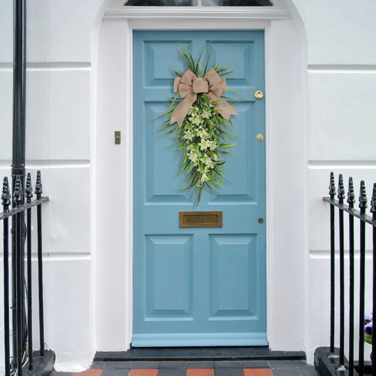 Ochine Teardrop Swag Wreath for Front Door