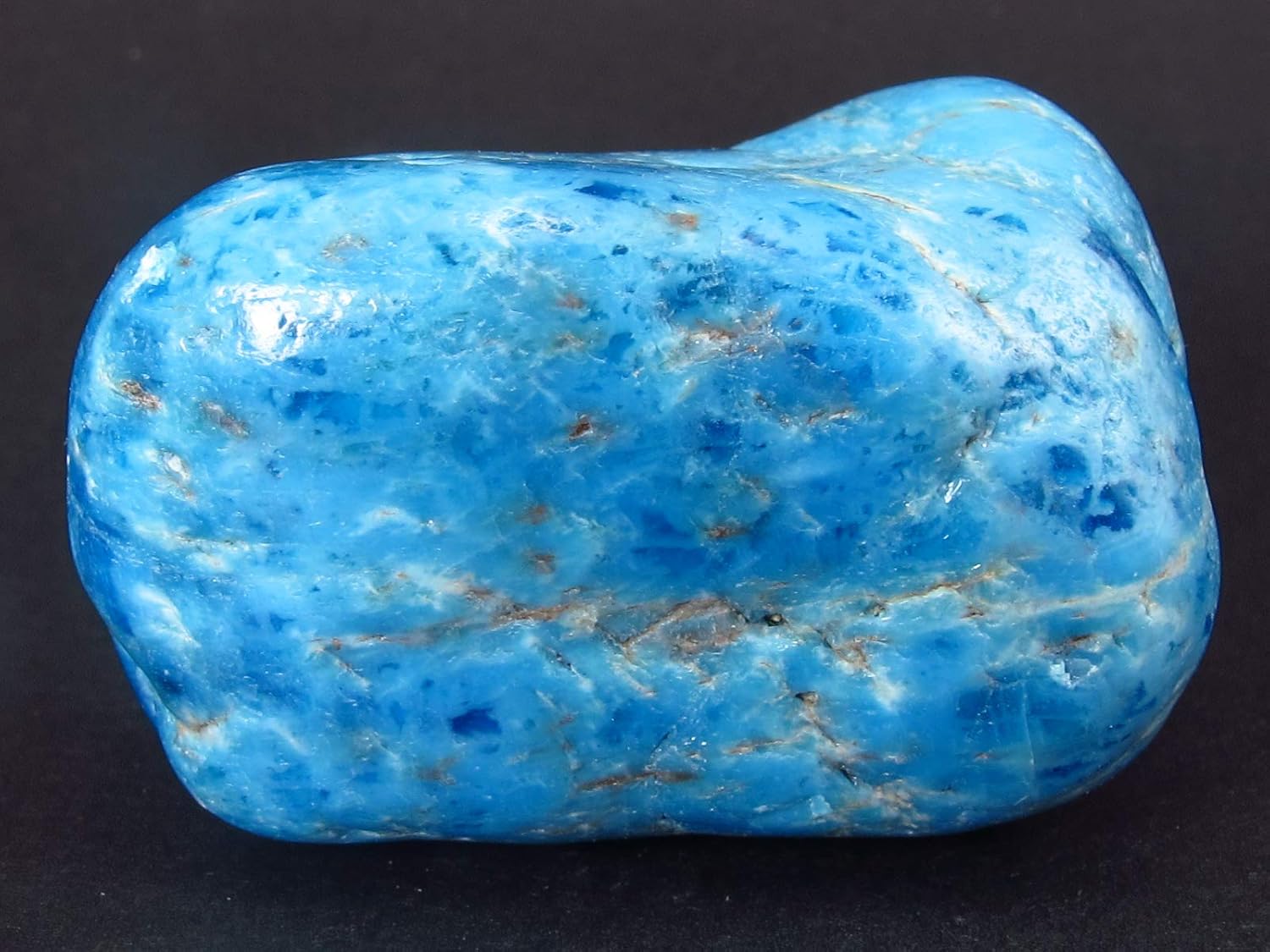 Neon Blue Apatite Tumbled Stone from Brazil 18 Inch