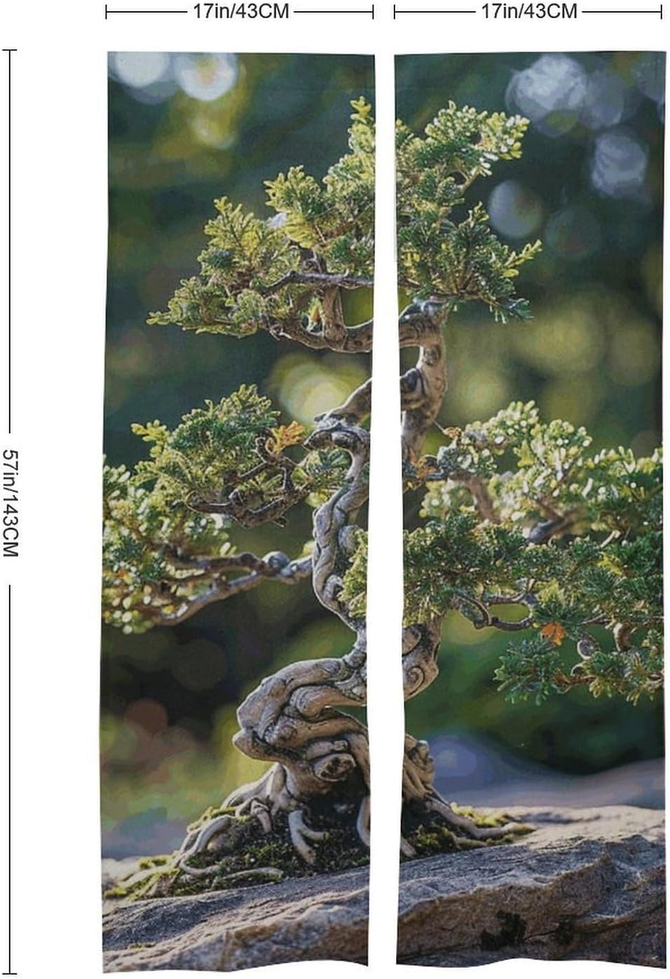 Graceful Bonsai Tree Door Curtain 57x17 Inches